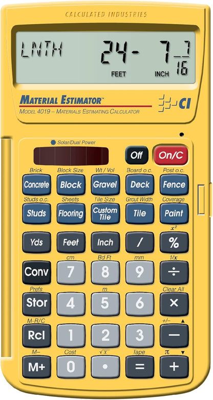 Calculated Industries 44080 Construction Master Pro-Desktop Advanced Construction Math Feet-Inch-Fraction Calculator & 4019 Material Estimator Calculator,Yellow