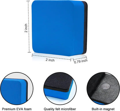 Mini Dry Erase Erasers, IHPUKIDI 48 Pack Magnetic Whiteboard Dry Erasers Chalkboard Cleaner Wiper for Kids and Classroom Teacher Supplies, Home and Office (2 x 2 Inch) Blue