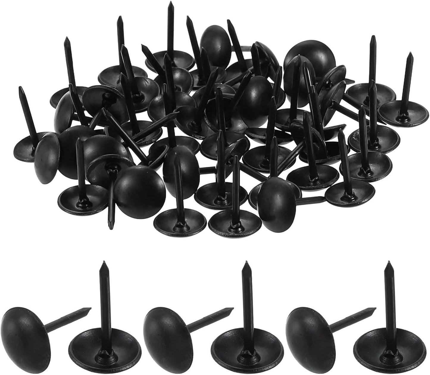 uxcell 100 Pcs Upholstery Tacks, 9 x 13mm Round Head Upholstery Nails Pins Vintage Decorative Furniture Tacks for Chairs Sofas Beds DIY Project, Black
