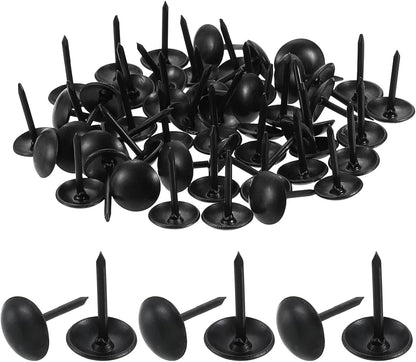 uxcell 100 Pcs Upholstery Tacks, 9 x 13mm Round Head Upholstery Nails Pins Vintage Decorative Furniture Tacks for Chairs Sofas Beds DIY Project, Black