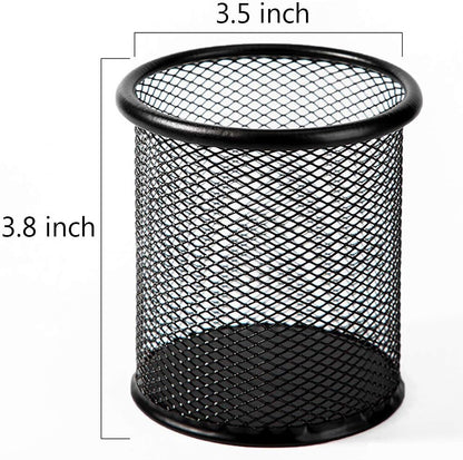 Ameceres 4 Packs Wire Mesh Pencil Holder Metal Pen Cup Desk Pen Organizer Case Pencil Jar Black for Office Home (DeepPink)