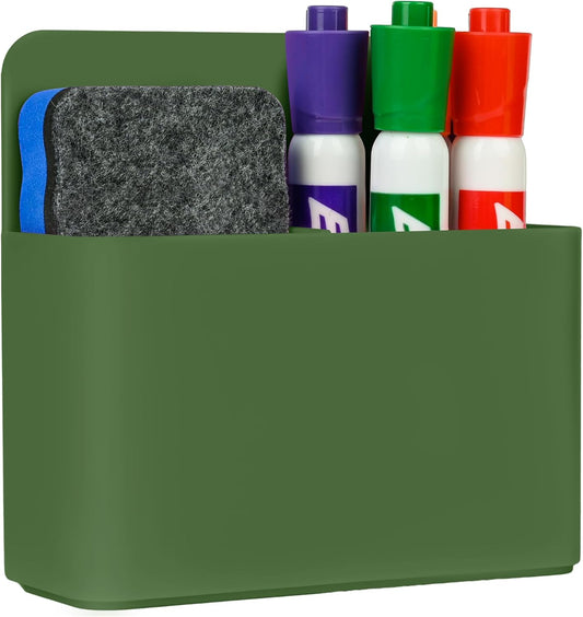 Magnetic Dry Erase Marker Holder, Magnetic Pen Marker Holder for Whiteboard, Fridge, Locker Accessories, School, Office, Home, Magnet Pen Cup,1 Pack, Army Green