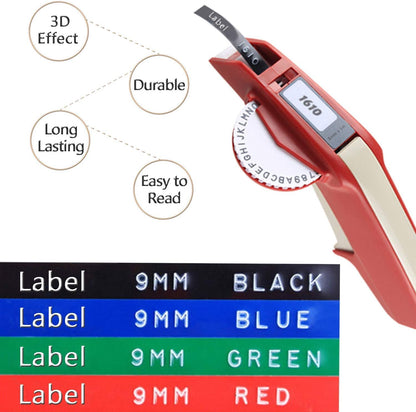 Pristar Compatible Label Tape Replacement for Dymo 3D 3/8 in x 9.8 ft Plastic Embossing Label Tapes 9mm for Dymo Organizer Xpress Pro Label Maker, White on Black/Red/Blue/Green/Light Yellow, 10-Pack