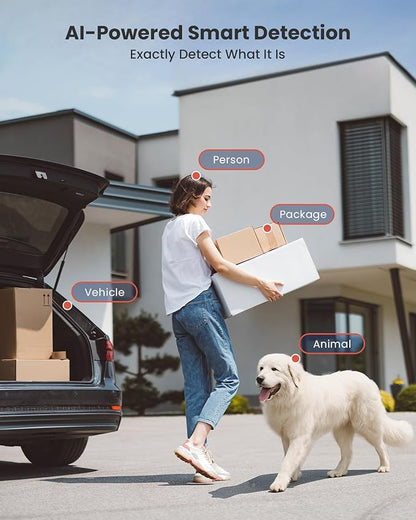 4Pcs 5MP PoE Security Camera System with 4K 8CH NVR, 2TB HDD, AI Human/Vehicle/Pet/Parcel Detection, 100ft Night Vision, H.265+, IP67 Metal Cameras, 24/7 Recording & Remote Access- White