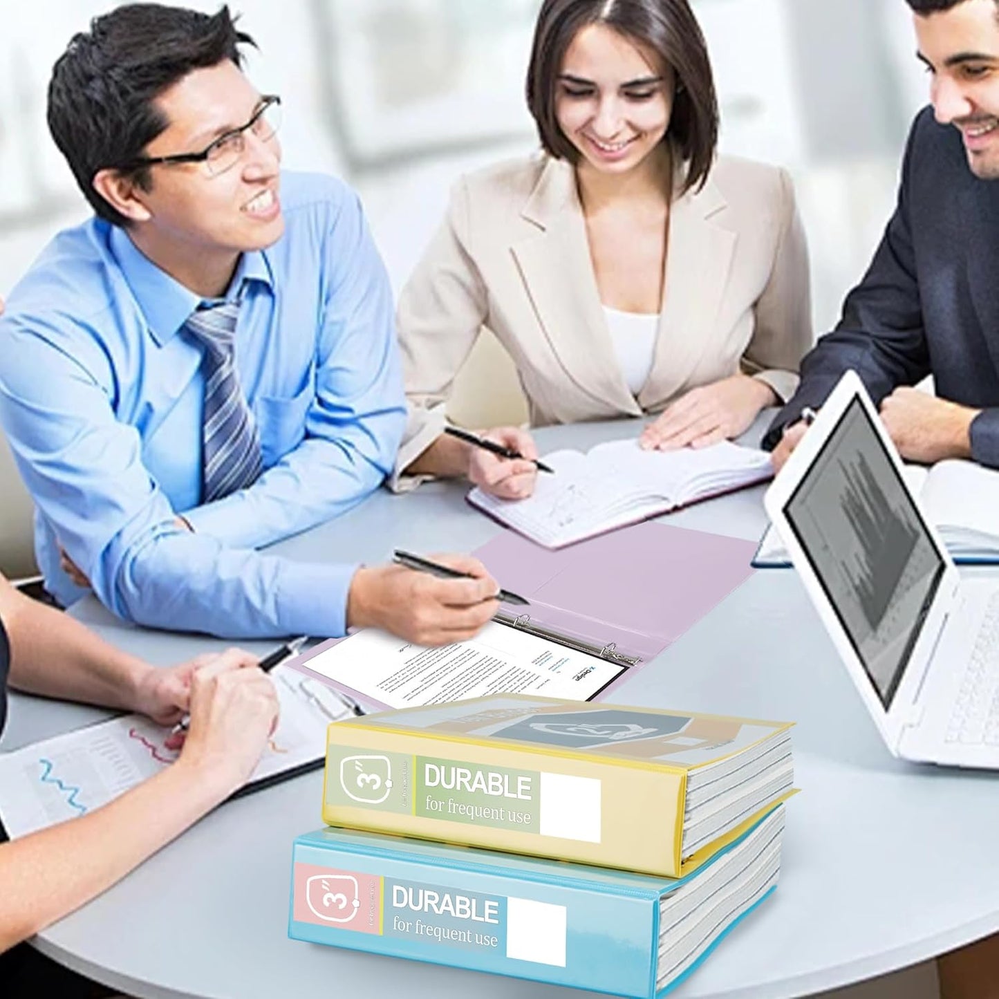 Zzrywuty Durable 3 Ring Binder, 3 Inch, Economy 4 Pack, Each Holds 675 Pages, D-Ring Presentation View Binders for Office, School, Home (Pastel Assortment)