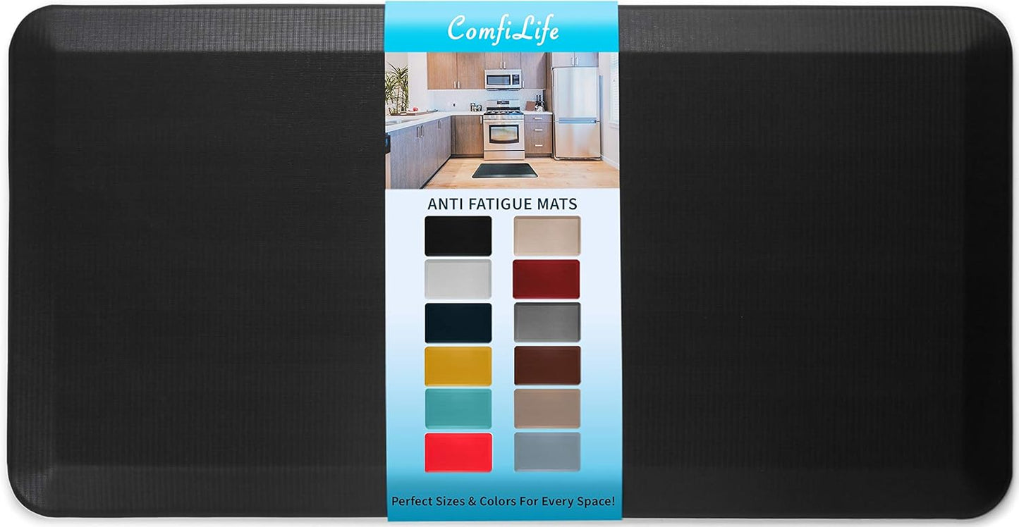 ComfiLife Anti Fatigue Floor Mat – 3/4 Inch Thick Kitchen Mats for Floor, Standing Desk Mat, Kitchen Rug – Comfort at Home, Office – Durable – Stain Resistant – Non-Slip Bottom (20" x 39", Black)