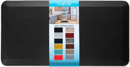 ComfiLife Anti Fatigue Floor Mat – 3/4 Inch Thick Kitchen Mats for Floor, Standing Desk Mat, Kitchen Rug – Comfort at Home, Office – Durable – Stain Resistant – Non-Slip Bottom (24" x 70", Black)
