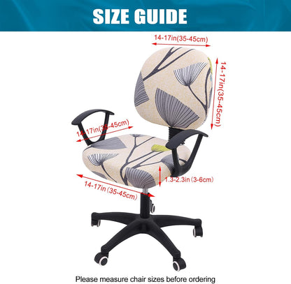 Smiry Stretch Printed Office Computer Chair Covers, Universal Washable Removable Desk Rotating Chair Slipcovers Protector, Seat + Backrest Cover - Yellow and Grey