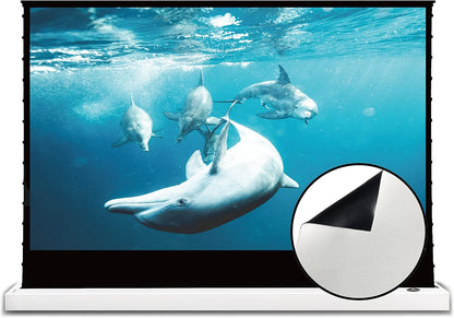 VIVIDSTORM-Movie Screen S 120inch Motor Rollable Foldaway Portable Screen with White Cinema PVC, 4k 3D HD Gaming/Office Room,Compatible with Standard Projector,VWSDSTW120H