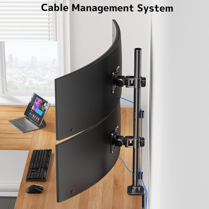 Dual Vertically Stacked Ultrawide Monitor Desk Mount 17-49 Inch - Extra Tall Heavy Duty Adjustable Monitor Arm for 2 monitores,Weight 2-20 kg per Arm,VESA 75/100 mm