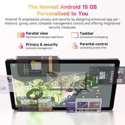 CHUWI Hi10 XPro Android 15 Tablet 10.1‘’, 8GB RAM 128GB ROM, Unisoc T606 Octa-Core, HD IPS Touchscreen Tablet PC,13MP+5MP Camera, Widevine L1,7000mAh,4G LTE, 5G WiFi, GPS,BT 5.0,Type-C, with Case