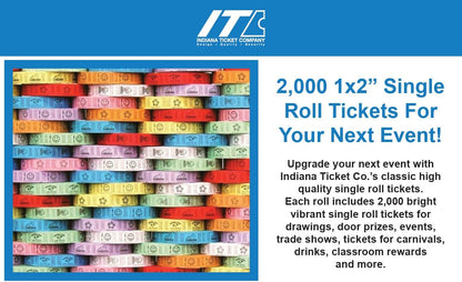 INDIANA TICKET CO. 2000 Raffle Tickets, Liquor, Red, Single Roll, Ticket for Events, Entry, Class Reward, Fundraiser & Prizes