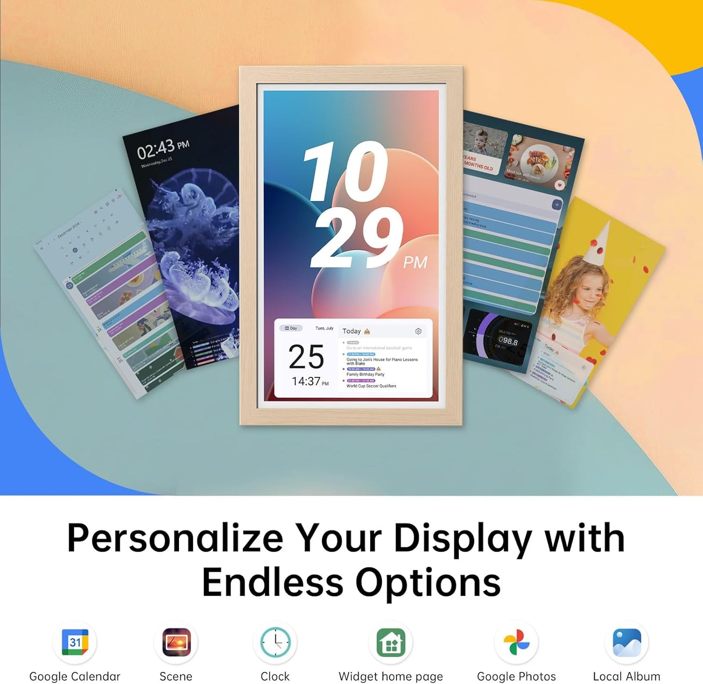 ApoloSign Digital Calendar: Electronic Calendar, Smart Touchscreen Interactive Display for Chore Chart, Family Schedules Planner, Supports All Apps via Google Play (Yellow, 21.5-inch)