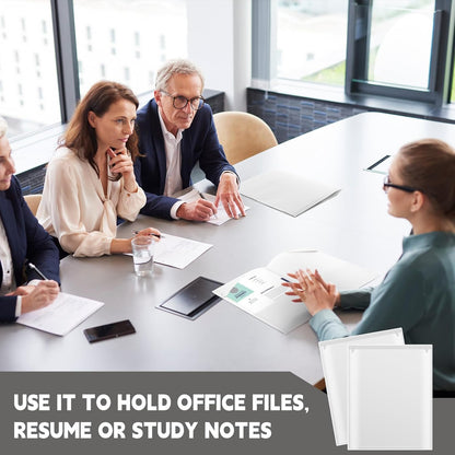 Henoyso 36 Pcs Plastic Folders with Clear Front Pockets Heavy Duty File Folders with 2 Pockets and Card Slot for Student Communication School Office Presentation Report (White)