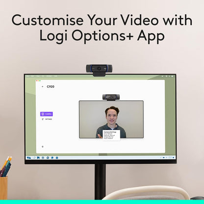 Logitech C920x HD Pro Webcam, Full HD 1080p/30fps Video, Clear Audio, HD Light Correction, PC Camera Webcam, Works with Skype, Zoom, Facetime, PC, Laptop, Mac, Tablet - Black