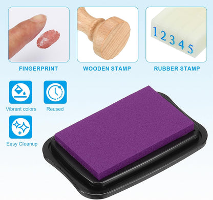 PATIKIL 3"x2" Large Stamp Pad, 2Pcs Washable Craft Ink Pad for Rubber Stamp Card Making Stamping Scrapbook Fingerprint Handprint, Purple/Black