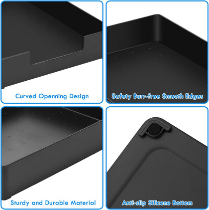 Letter-Size Tray, 2PCS Plastic Stackable A4 Paper Tray, Desk Drawer Organizer, Multi-use Large Storage Basket for Office Home Supplies,13 x 9.6 inch