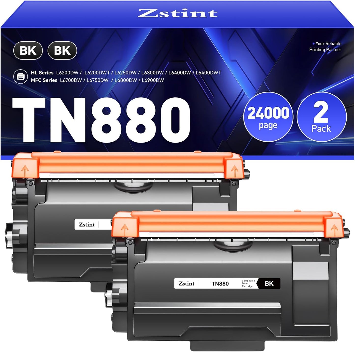 TN880 Toner Cartridge High Yield Compatible with Brother TN-880 TN850 TN820 TN890 HL-L6200DW L6200DWT L5200DW L5100DN L6400DW MFC-L5800DW L5700DW L6700DW L6800DW DCP-L5600DN Printer Ink Black 2-Pack