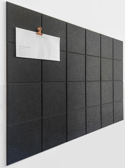 Cork Board 24 x36 Alternative - 6 Pack Felt Wall Tiles with Safe Removable Adhesive Tabs, Cork Boards for Walls Cork Board for Home Office Pin Board Tack Board - Black