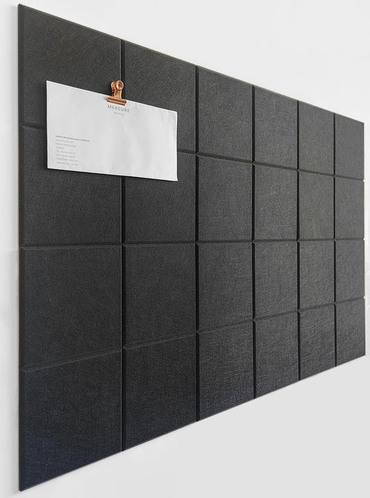 Cork Board 24 x36 Alternative - 6 Pack Felt Wall Tiles with Safe Removable Adhesive Tabs, Cork Boards for Walls Cork Board for Home Office Pin Board Tack Board - Black