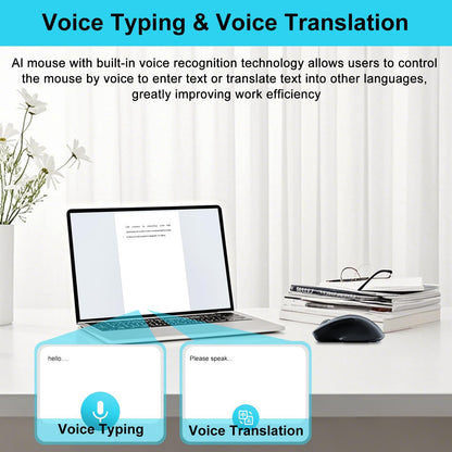 2025 AI Mouse, Bluetooth Wireless Mouse with Voice Input Search, Voice and Word Translation, Form Document Output, Code Generation, AI Writing, AI Drawing, Rechargeable, for Windows, macOS(Black)
