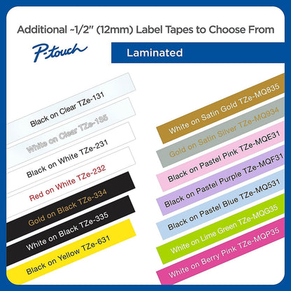 Brother Genuine P-Touch, TZe-231 10-Pack Tape (TZE23110PK) ½ inch (0.47 inch) x 26.2 ft. (8m) (Pack of 10) Laminated P-Touch Tape, Black on White