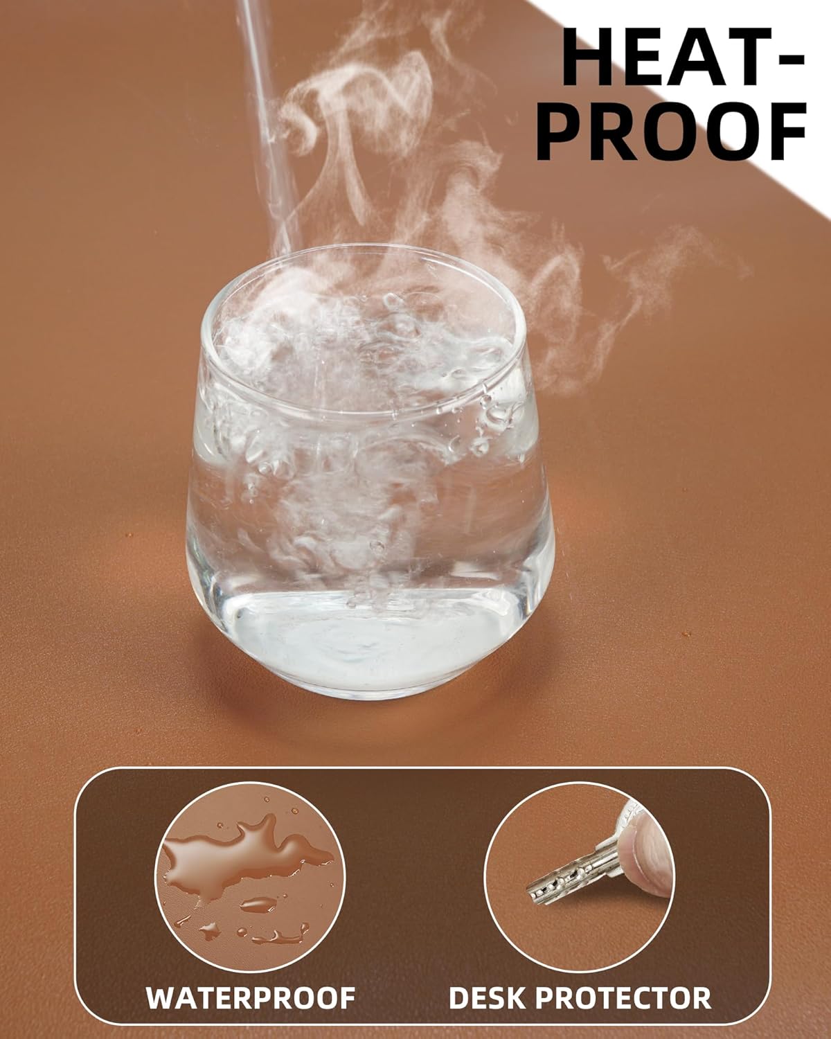 Extra Large Desk Mat - 63"x 17" Non-Slip Desk Pad for Office and Home - Ideal for Large Mouse Pad and Desk Mats on Top of Desks(Brown)