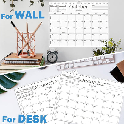 Calendar 2025-2026, Wall Calendar 2025-2026 from July 2025 to December 2026, 14.7"x11.5" 18 Months Wall Hanging Calendar with Thick Paper for Office Home School(White,14.7x11.5 inch)