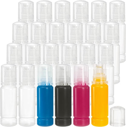 TOPZEA 24 PCS 70 ML Bottle Empty, 502 Ink Refill Bottles Universal Empty Ink Bottles with Leakproof Cap for Printers Tank, Easy to Refill