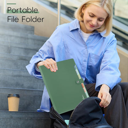 Sooez Elegant Accordion File Organizer with Labels, 8 Pocket Expanding File Folder, Portable Folders for Documents, Cute Paper Organizer for School Office Supplies, Letter Size, Blue