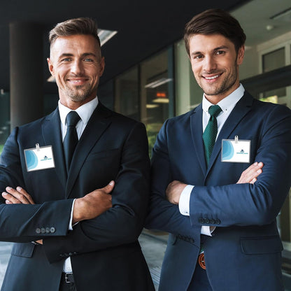 Eaasty Name Tags with Clips and Printable Inserts Clip On Name Badges Customizable Clear ID Badge Holder with Clips 3" x 4" Horizontal PVC for Meeting Seminar Show Event and Conference(100 Pack)