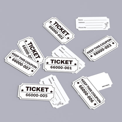 2000 Methdic White Raffle Tickets Double Roll, Ticket for Events, Entry, Class Reward, Fundraiser & Prizes