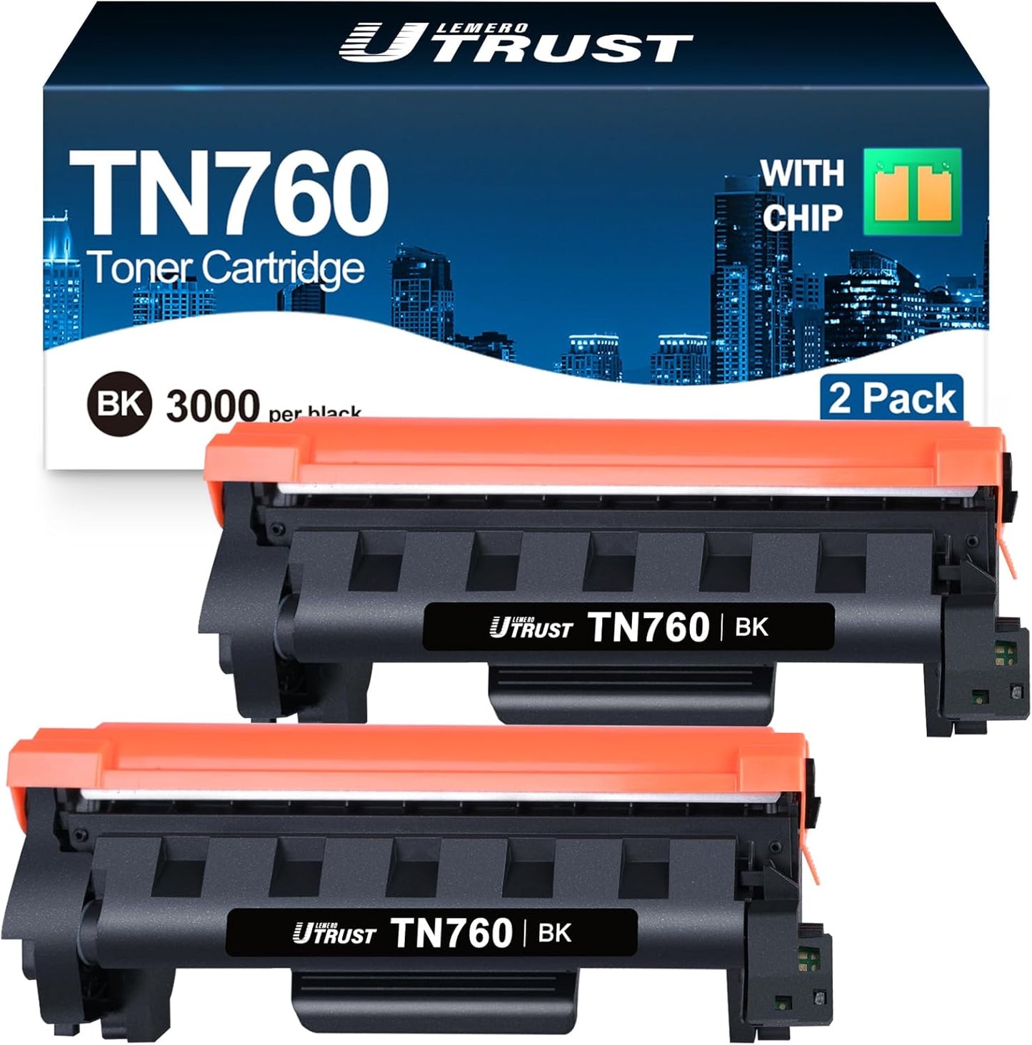 TN760 Toner Cartridge Replacement for Brother TN760 TN-760 TN730 TN-730 Black Toner for HL-L2350DW HL-L2370DW HL-L2395DW MFC-L2710DW MFC-L2750DW DCP-L2550DW Printer (2 Pack)