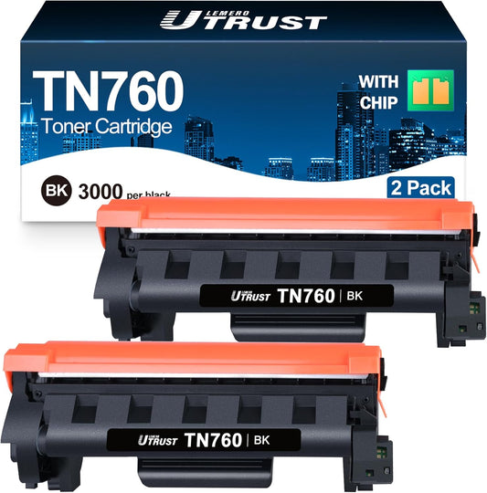 TN760 Toner Cartridge Replacement for Brother TN760 TN-760 TN730 TN-730 Black Toner for HL-L2350DW HL-L2370DW HL-L2395DW MFC-L2710DW MFC-L2750DW DCP-L2550DW Printer (2 Pack)