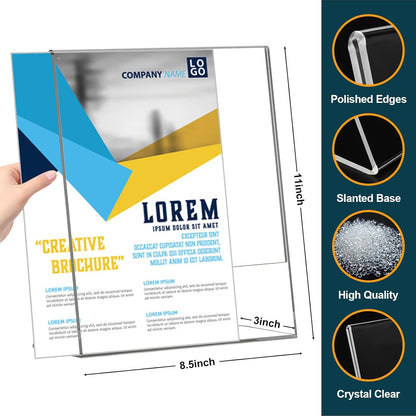 14 Pack Acrylic Sign Holder 8.5x11 Inches, Clear Tabletop Plastic Paper Display Stand, L-Shape Vertical Menu Holder Stand, Photo Picture Frame Flyer Display Stand for Restaurants, Store,Office Desktop