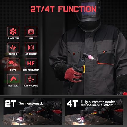 55Amps Plasma Cutter, CUT55P Non-Touch Pilot Arc Plasma Cutter Machine,110/220V Dual Voltage IGBT Inverter, Air Sensor Technology, Large Digital Display Plasma Cutting Equipment