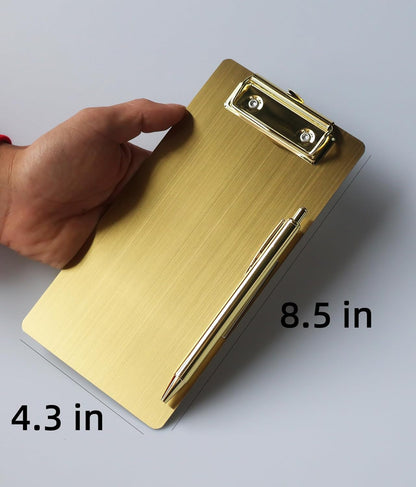 Stainless Steel Magnetic Clipboard with Pen - Multiple Sizes, Magnetic Design, Essential for Office and Home (4.3 x 8.5 Inches)
