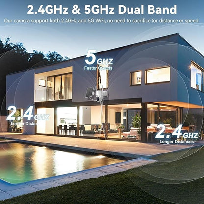 Solar Security Cameras Wireless Outdoor, 5G/2.4GHz WiFi Outdoor Security Camera for Home Security, Solar Powered Security Camera, Human Detection, Color Night Vision 1-Pack