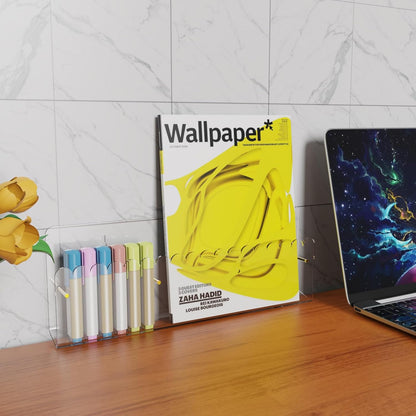 Brochure Holder Wall Mount, 2 Pack Acrylic Modular Flyer with Adjustable Magnetic Golden Bolt, Wavy Lace Pamphlet Display Stand for Organizer Trifold Flyer, Document, Leaflet, 3 Slots