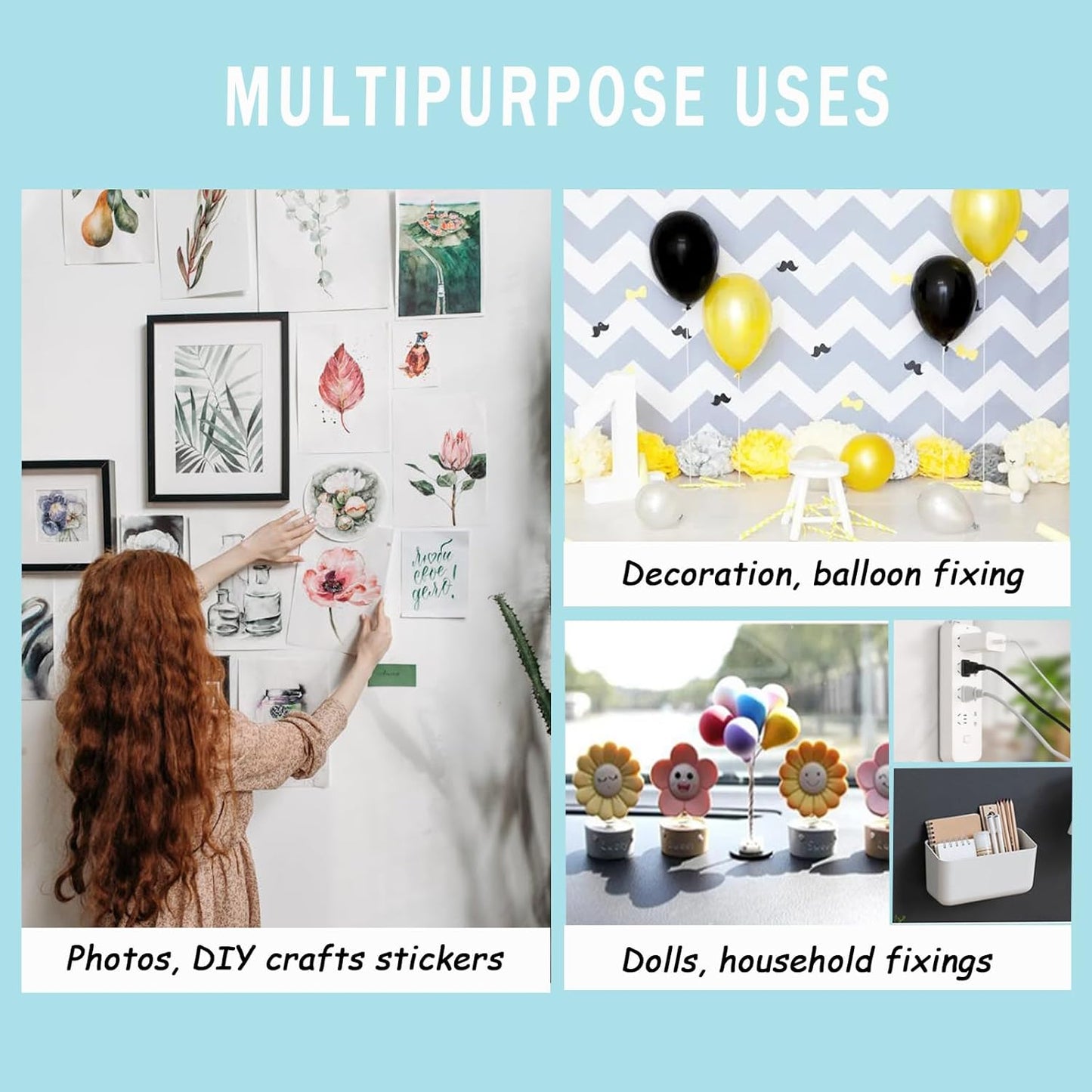 Sticky Tack Dots Double Sided, 0.79" Strong Mounting Tape Sticky Putty Easy to Peel, Removable Museum Putty Glue for Wall Hanging, Crafts, Poster, Balloons Decoration, 252 Dots