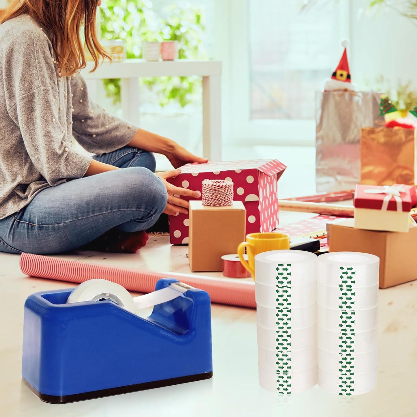 24 Rolls Clear Tape, Transparent Tape Refills, Gift Wrap Tape 3/4 * 1000 inch for Gift Wrapping for Office, Home, School