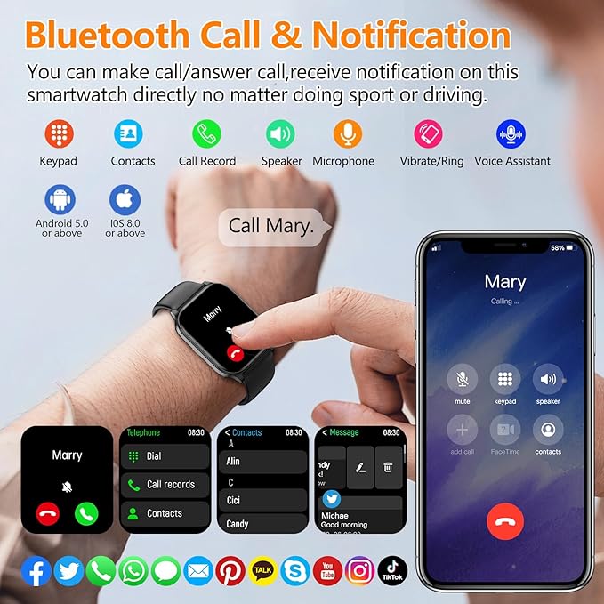 Smart Watch for Women Men with Text and Call, 2025 New AI Smartwatches with Heart Rate/SpO2/Sleep/Stress Monitor, 100+ Sports Modes, GPS Fitness Watches Compatible with iOS/Android (Map, Black)