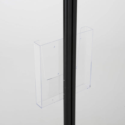 M&T Displays Free Standing Aluminum Display Stand Double Sided Document Brochure Sign Holder Front Loading Portrait Landscape Black Snap Frame 1x(8.5x11) and Clear Acrylic Pocket 1x(8.5x11) Inch