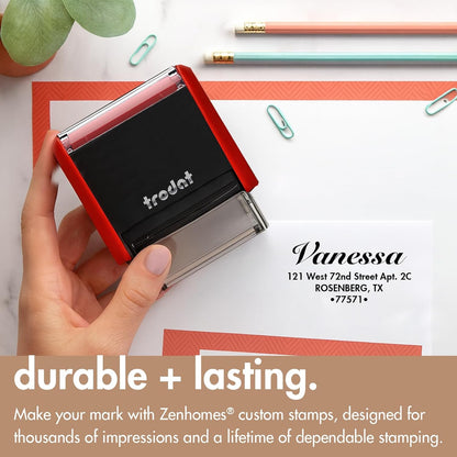 Custom Stamps Self Inking - Personalized Rubber Stamp Set – Use for Address, Logo, Signature, Return Address, Name Stamp - Multiple Font, Ink Color Options (Square)