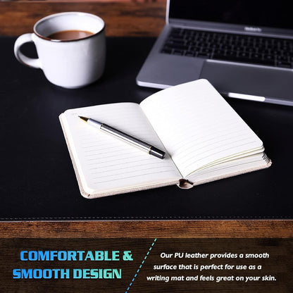 K KNODEL Desk Mat, Blotter, Dual-Sided Office Desk Pad, Waterproof Desk Mat for Desktop, Desk Blotters, PVC Leather Pad Protector (Black, 35.4" x 17")