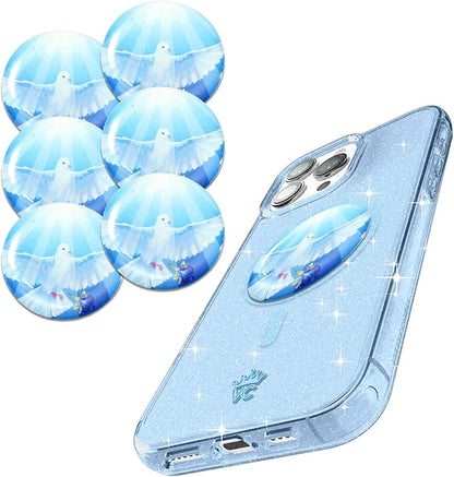 Pack of 6 EMF Stickers for Cell Phone- 5G Ready Harmonizer Stickers Proudly Made in USA for Cell Phones, Laptops or Tablets- EMF mega Shield for All Electronic Devices (Wings of Peace)