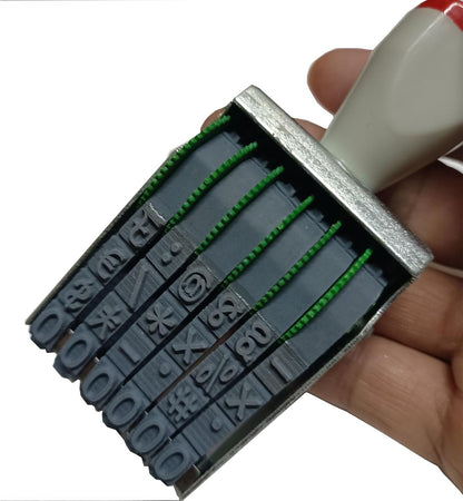 WANLIAN 6-Digit Business Stamp - Customizable 0-9 Numbers & Symbols,numbering Tool for Packaging, Office, Labels, Date, Code (40x7mm Imprint, Gray-Red)
