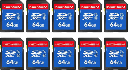 SD Card 64GB 10pack, C10, U3, V30, High Speed up to 90M/S SDXC UHS-I Memory Cards, Full HD & 4K Video Compatible with Canon Nikon Sony Pentax Kodak Olympus Panasonic Digital Camera, 64GB(10pc)
