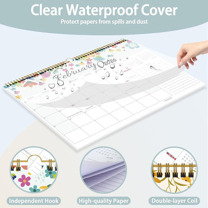 Calendar 2025-2026, Monthly Desk Calendar from July 2025 to December 2026, 17" x 12", Large Desktop Calendar Monthly, Perfect for Home or Office, Floral (Wall(17" x 12"))