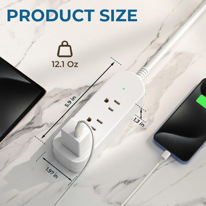 Surge Protector Power Strip,1625W/13A,5Ft Extension Cord with 3 Outlets,Waterproof Class 6 Heavy Duty Extension Cord for Indoor Outdoor,UL FCC IPX6 Listed (White, 5FT)